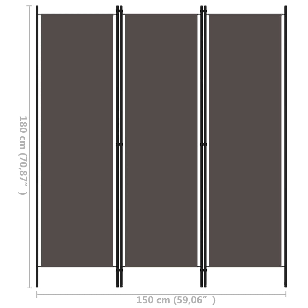 3-Panel Anthracite Room Divider 150x180 cm - Stylish Privacy Screen