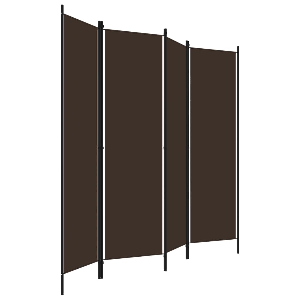 Elegant Brown 4-Panel Room Divider, 200x180 cm - Wood Finish