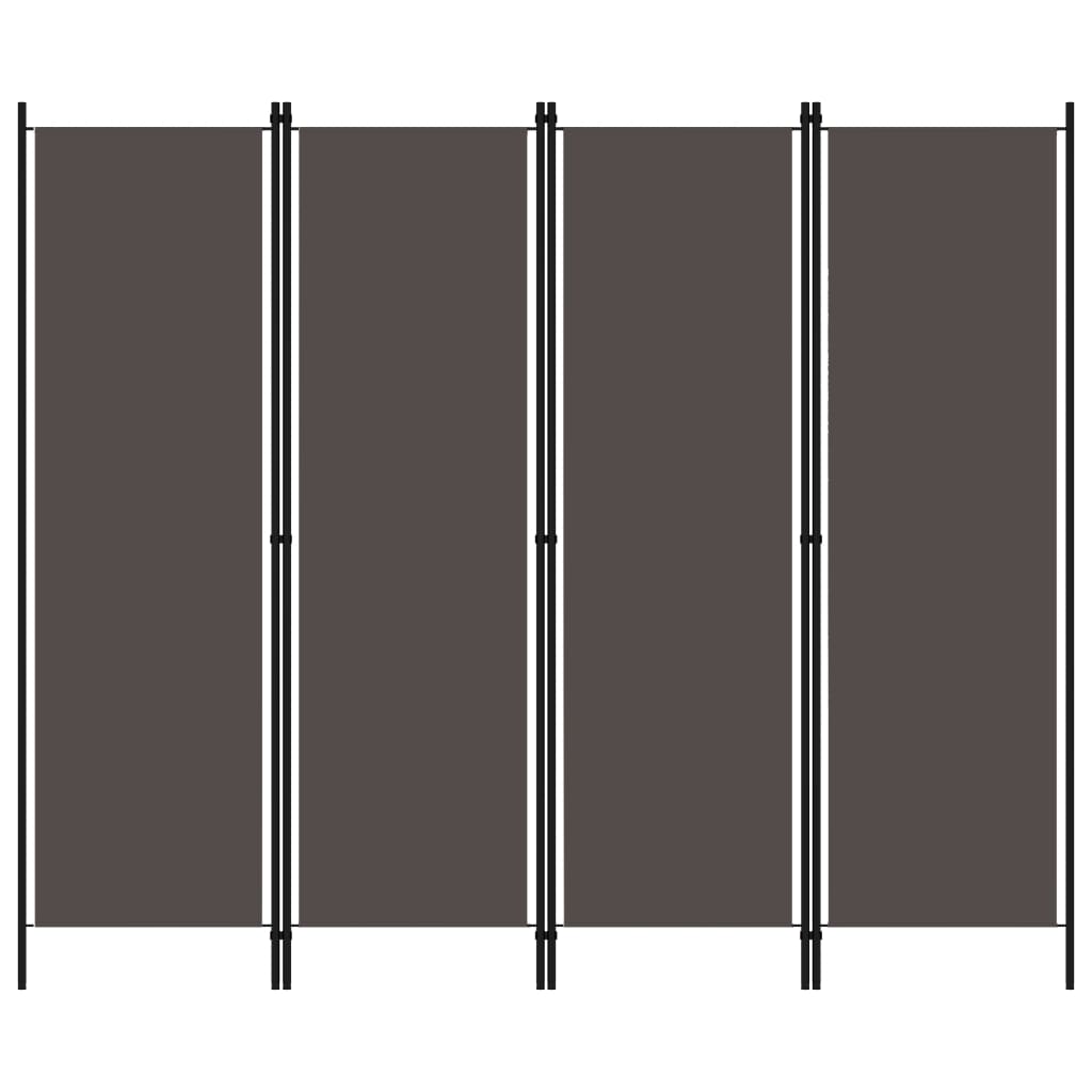 Anthracite 4-Panel Room Divider 200x180 cm - Modern Privacy Screen