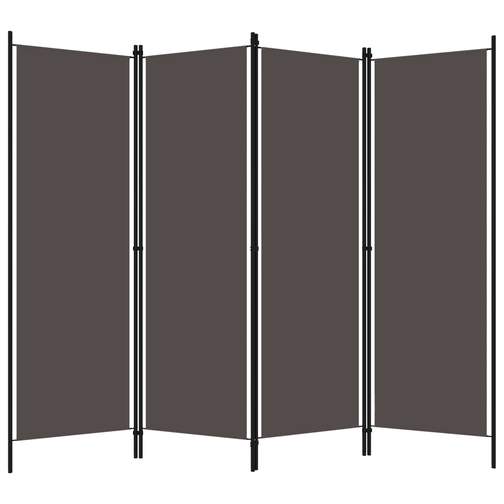 Anthracite 4-Panel Room Divider 200x180 cm - Modern Privacy Screen