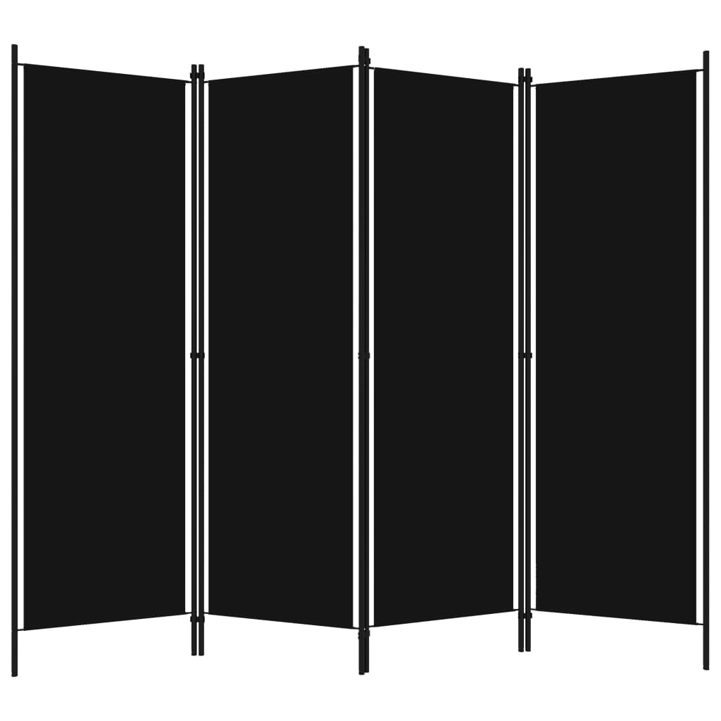 Black 4-Panel Room Divider, 200x180 cm, Elegant Privacy Screen