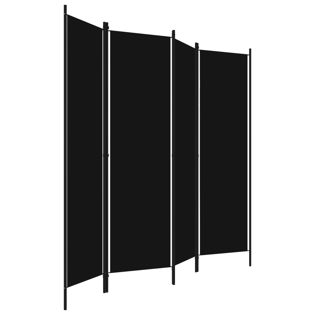 Black 4-Panel Room Divider, 200x180 cm, Elegant Privacy Screen