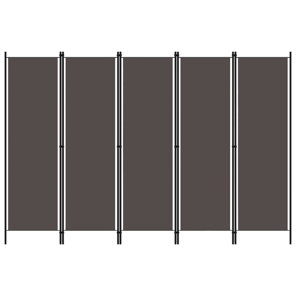 Anthracite 5-Panel Room Divider, Stylish Privacy Screen, 250x180 cm