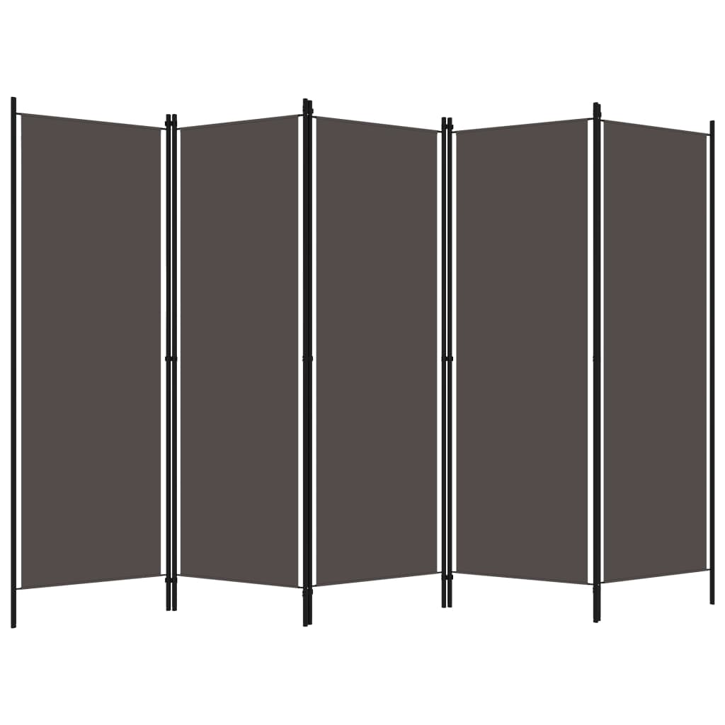Anthracite 5-Panel Room Divider, Stylish Privacy Screen, 250x180 cm