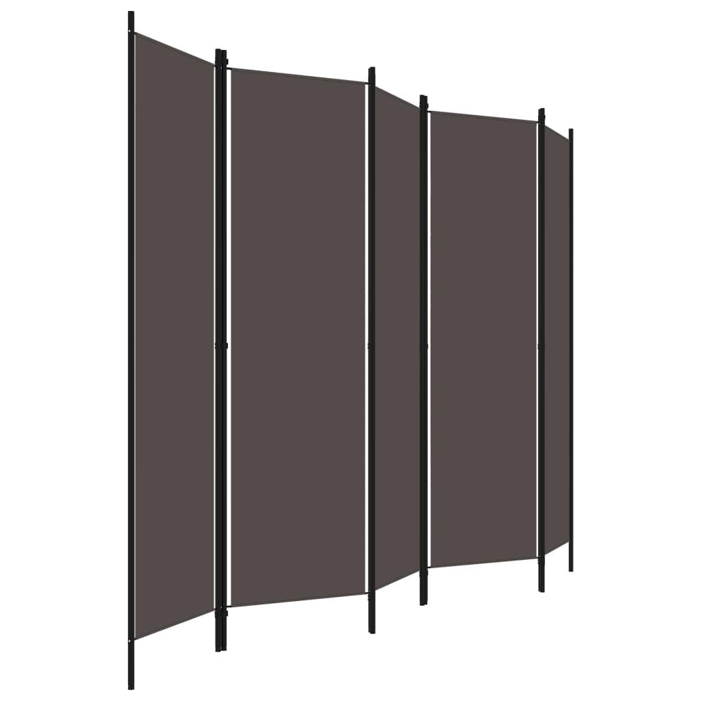 Anthracite 5-Panel Room Divider, Stylish Privacy Screen, 250x180 cm