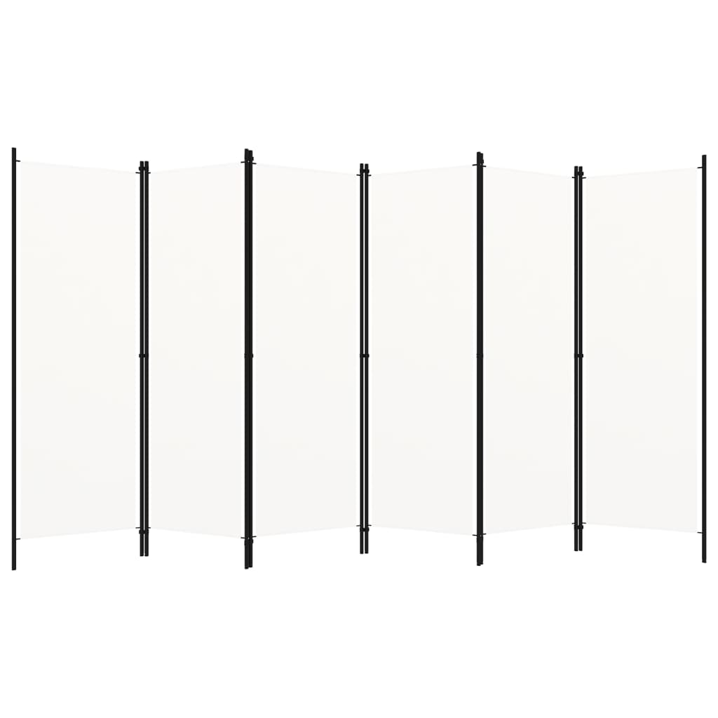 White 6-Panel Room Divider, 300x180 cm - Stylish & Functional Design