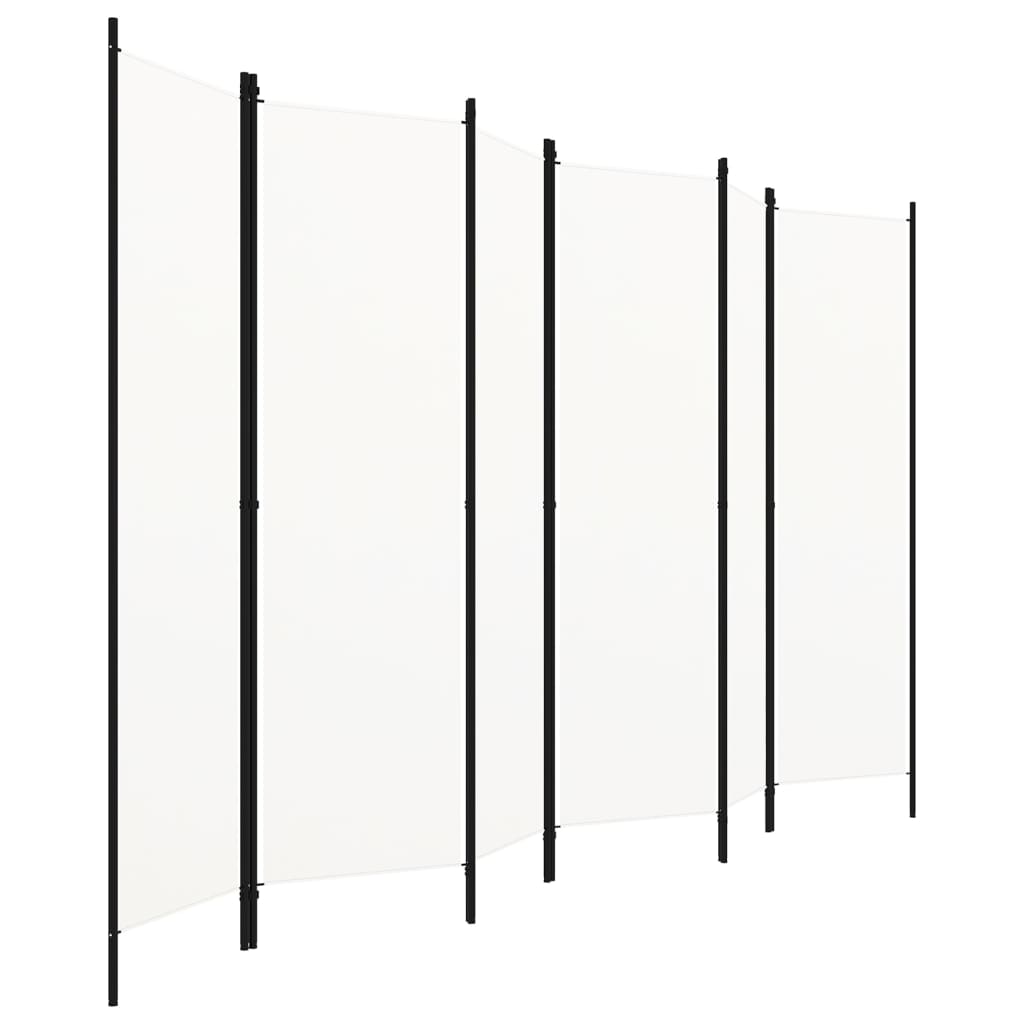 White 6-Panel Room Divider, 300x180 cm - Stylish & Functional Design