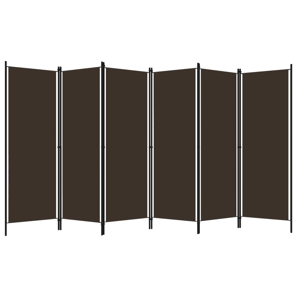 Elegant Brown 6-Panel Room Divider, 300x180 cm - Stylish Privacy Screen