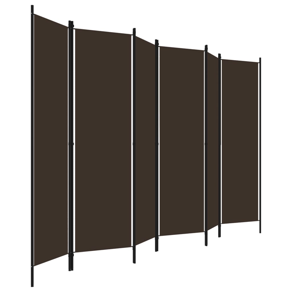 Elegant Brown 6-Panel Room Divider, 300x180 cm - Stylish Privacy Screen