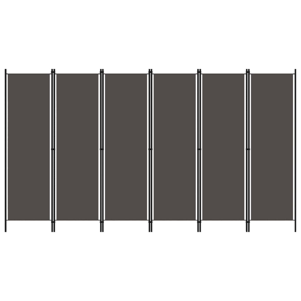 Anthracite 6-Panel Room Divider, 300x180 cm, Modern Privacy Screen