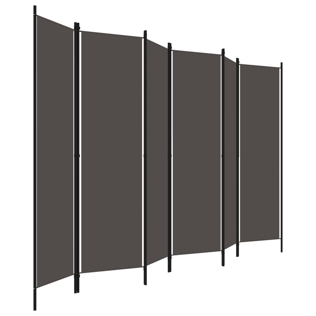 Anthracite 6-Panel Room Divider, 300x180 cm, Modern Privacy Screen