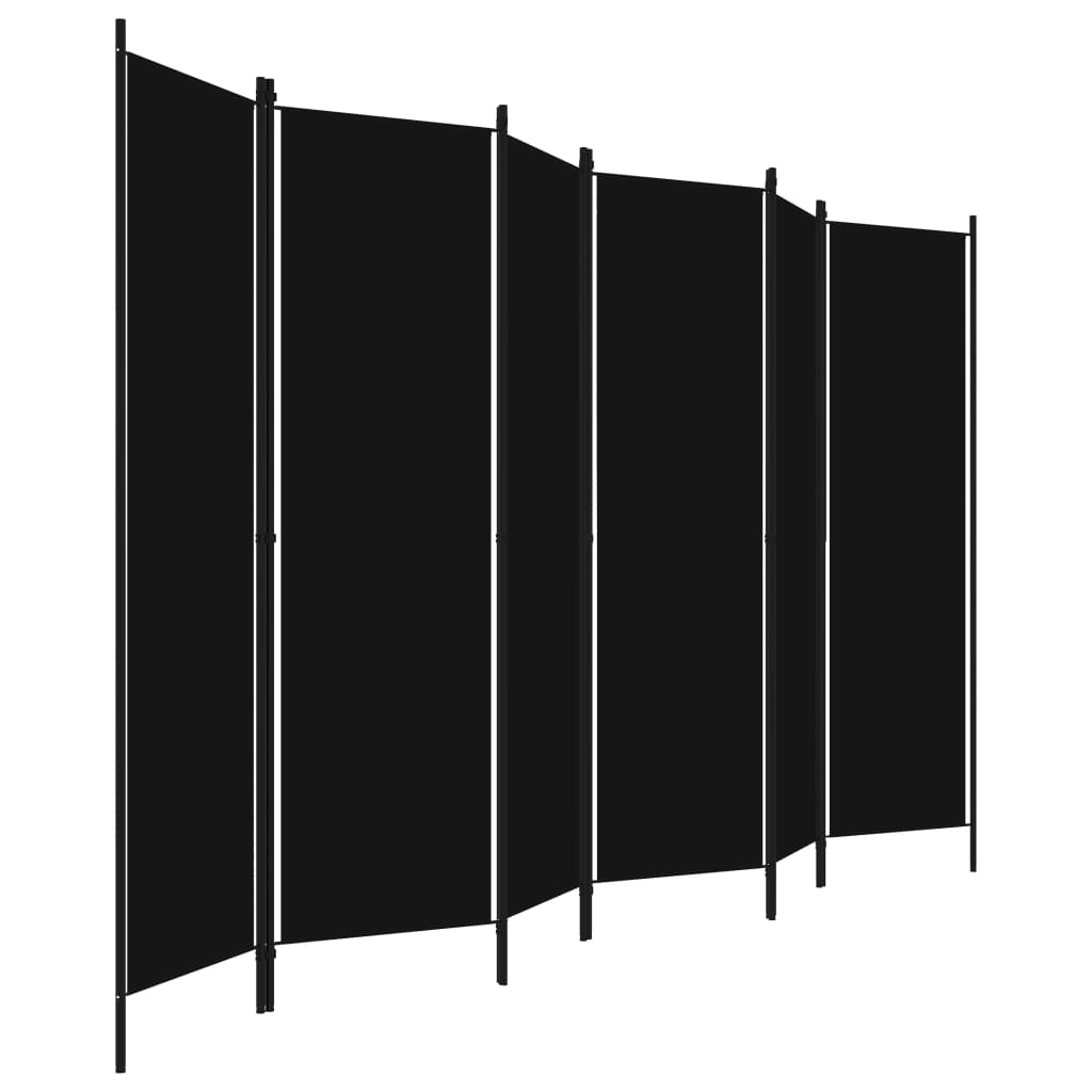 Elegant Black Fabric 6-Panel Room Divider - 300x180 cm