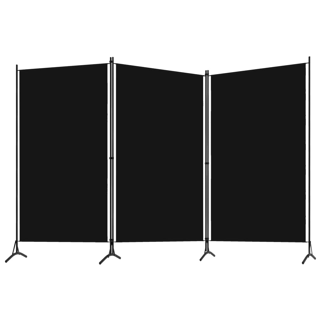 Elegant 3-Panel Black Room Divider, 260x180 cm - Stylish & Functional