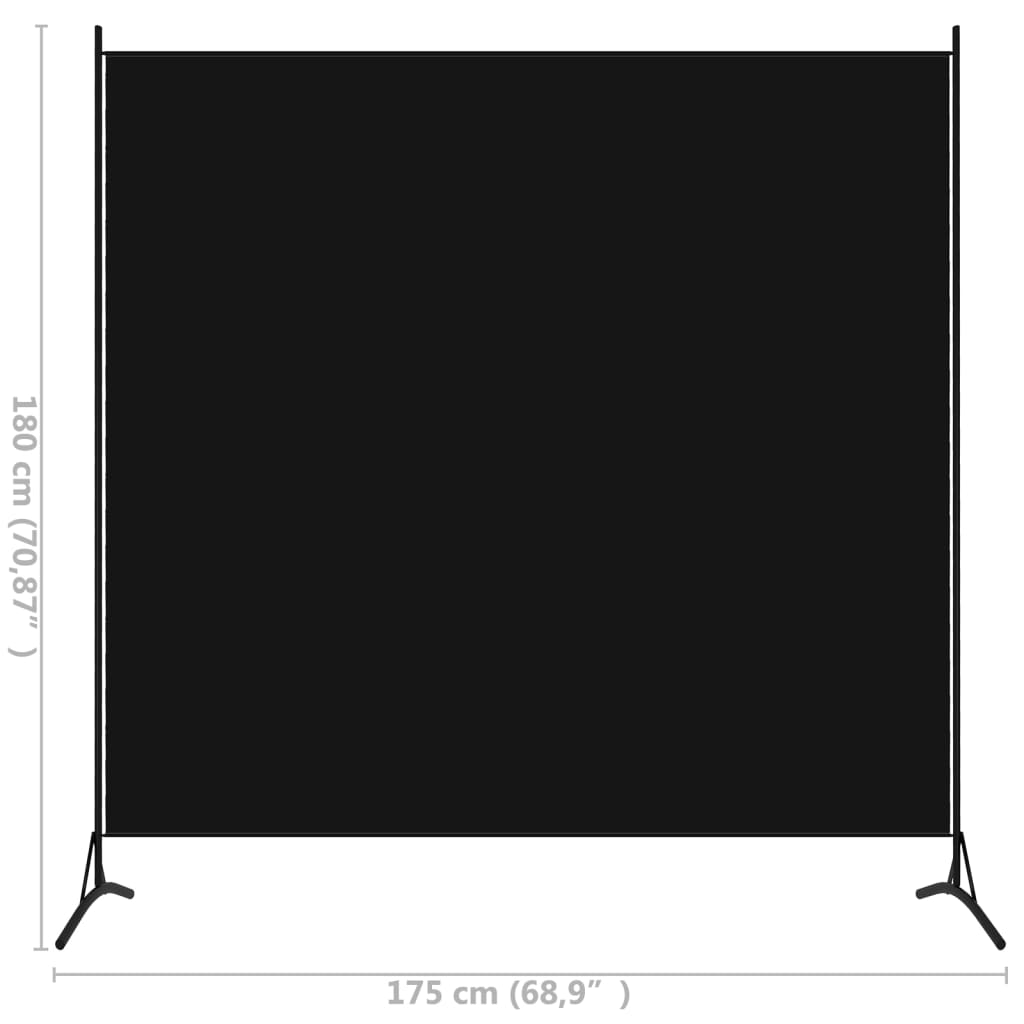 Sleek Black 1-Panel Room Divider, 175x180 cm - Stylish Privacy Solution