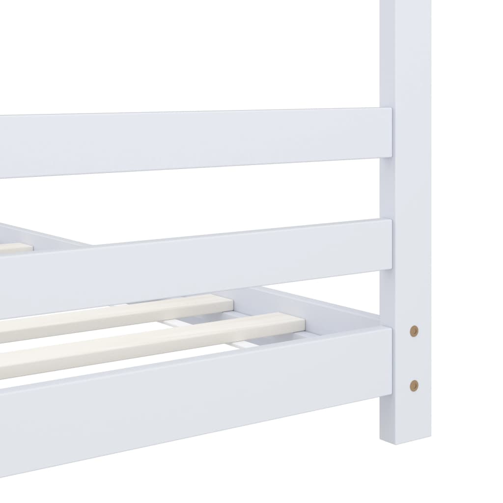 Solid Pine Wood Kids Bed Frame - White, 70x140 cm