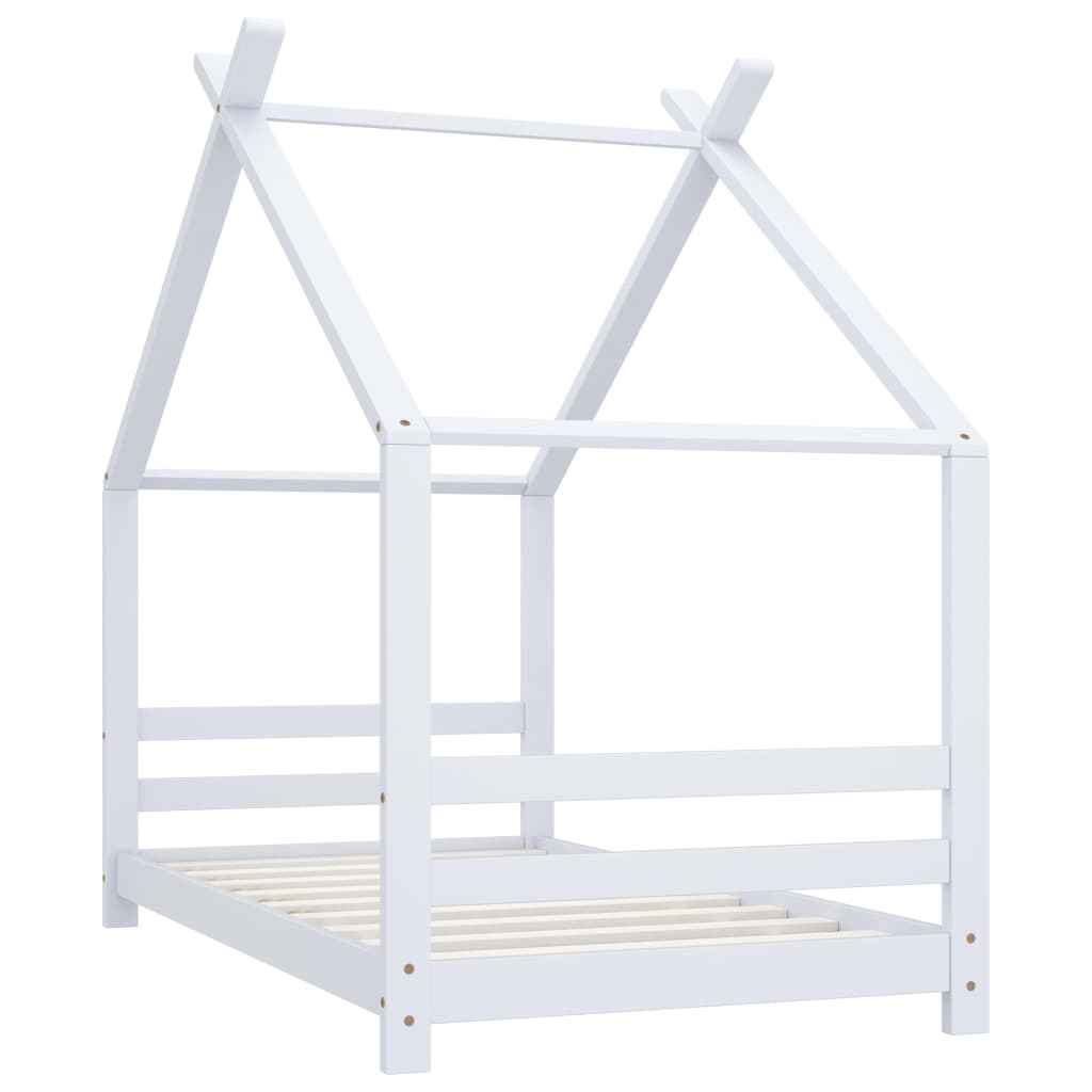 White Kids Bed Frame - Solid Pine Wood 80x160 cm