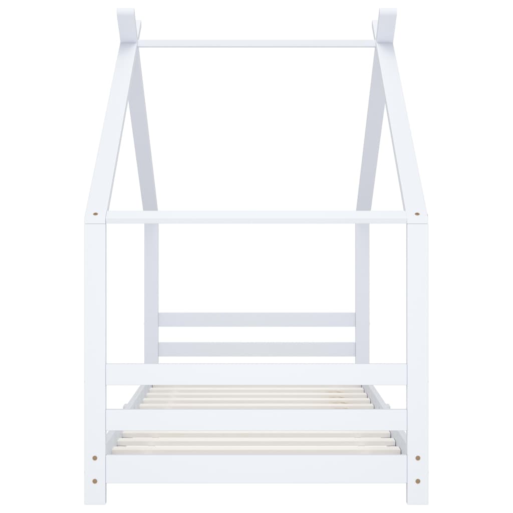 White Solid Pine Wood Kids Bed Frame - 90x200 cm Sturdy Design