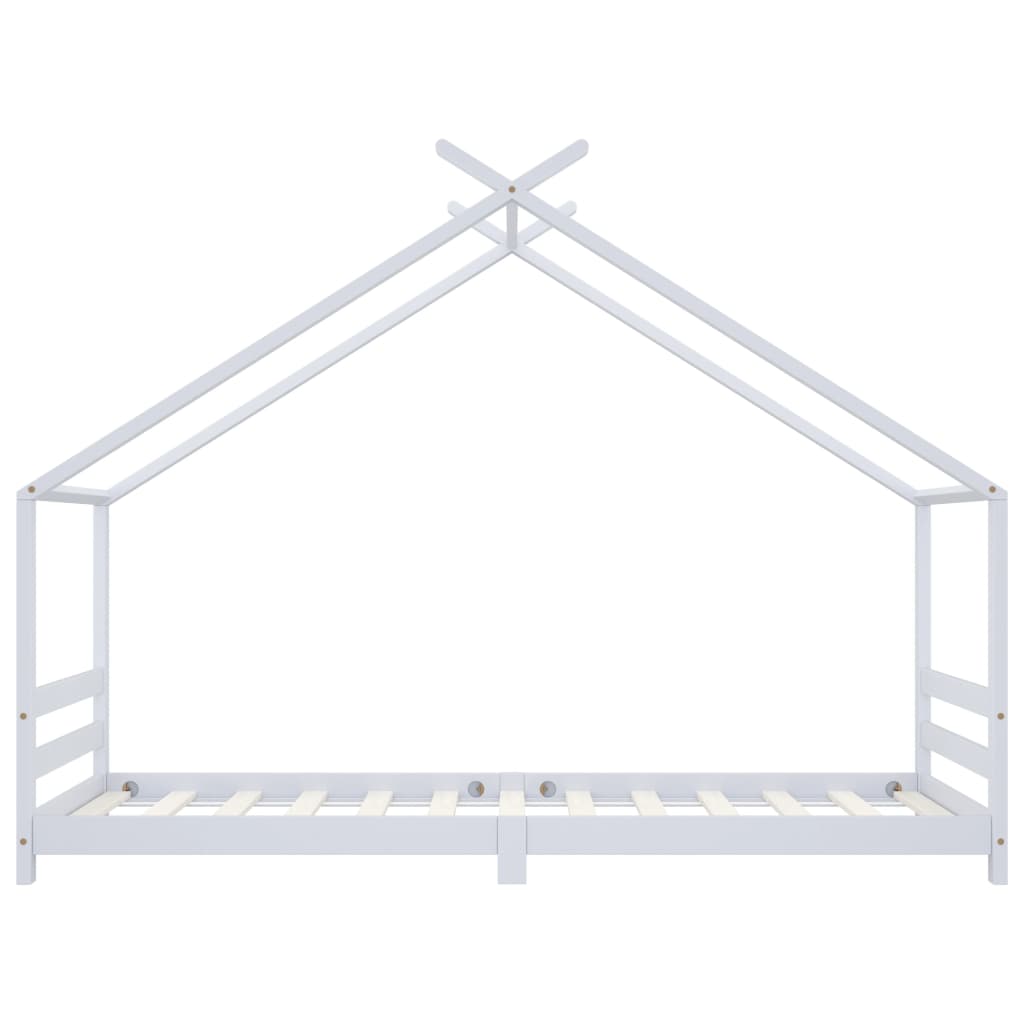 White Solid Pine Wood Kids Bed Frame - 90x200 cm Sturdy Design