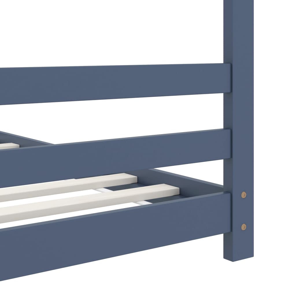 Kids Grey Solid Pine Wood Bed Frame - 80x160 cm