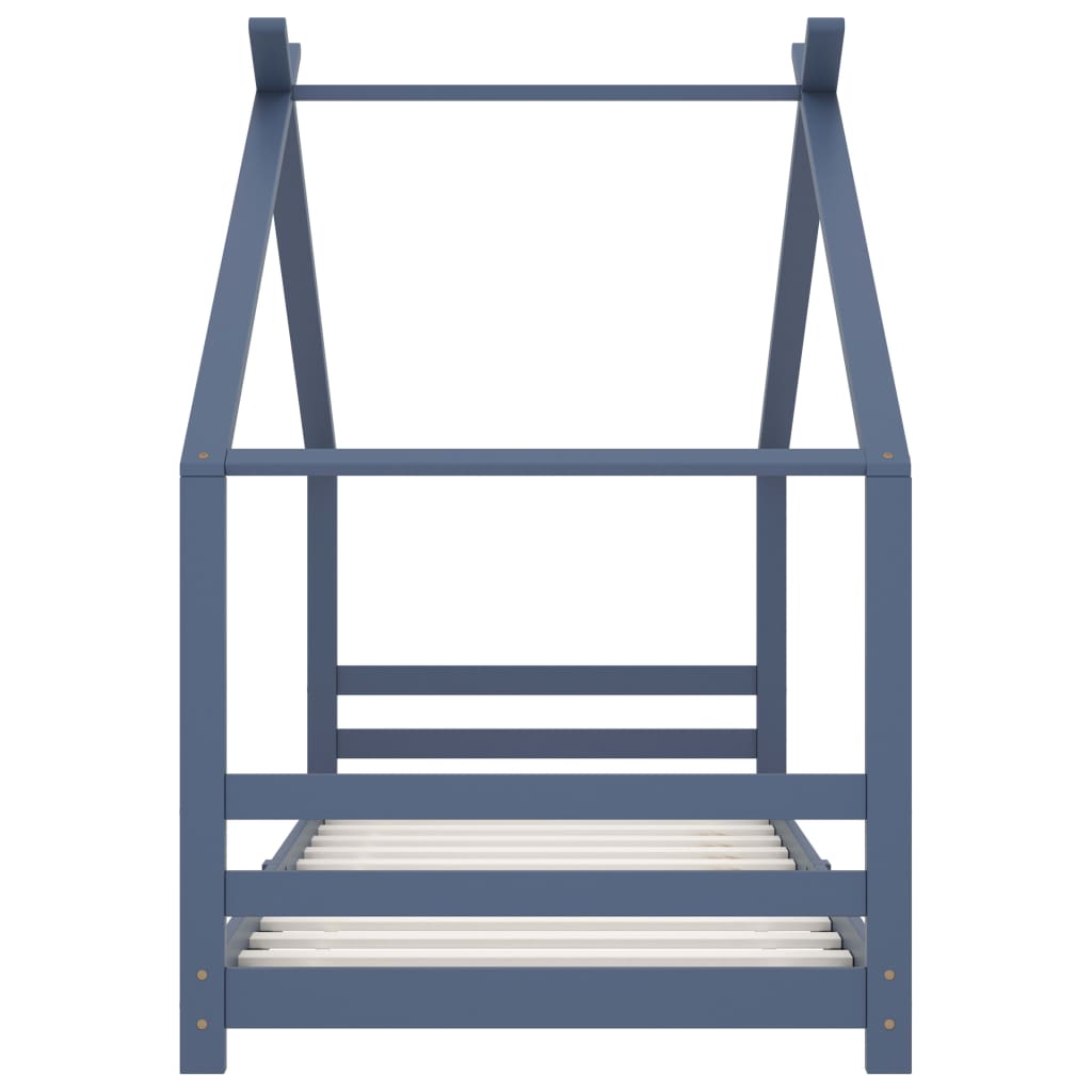 Grey Solid Pine Wood Kids Bed Frame 90x200 cm - Sturdy & Stylish