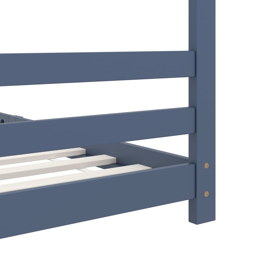Grey Solid Pine Wood Kids Bed Frame 90x200 cm - Sturdy & Stylish
