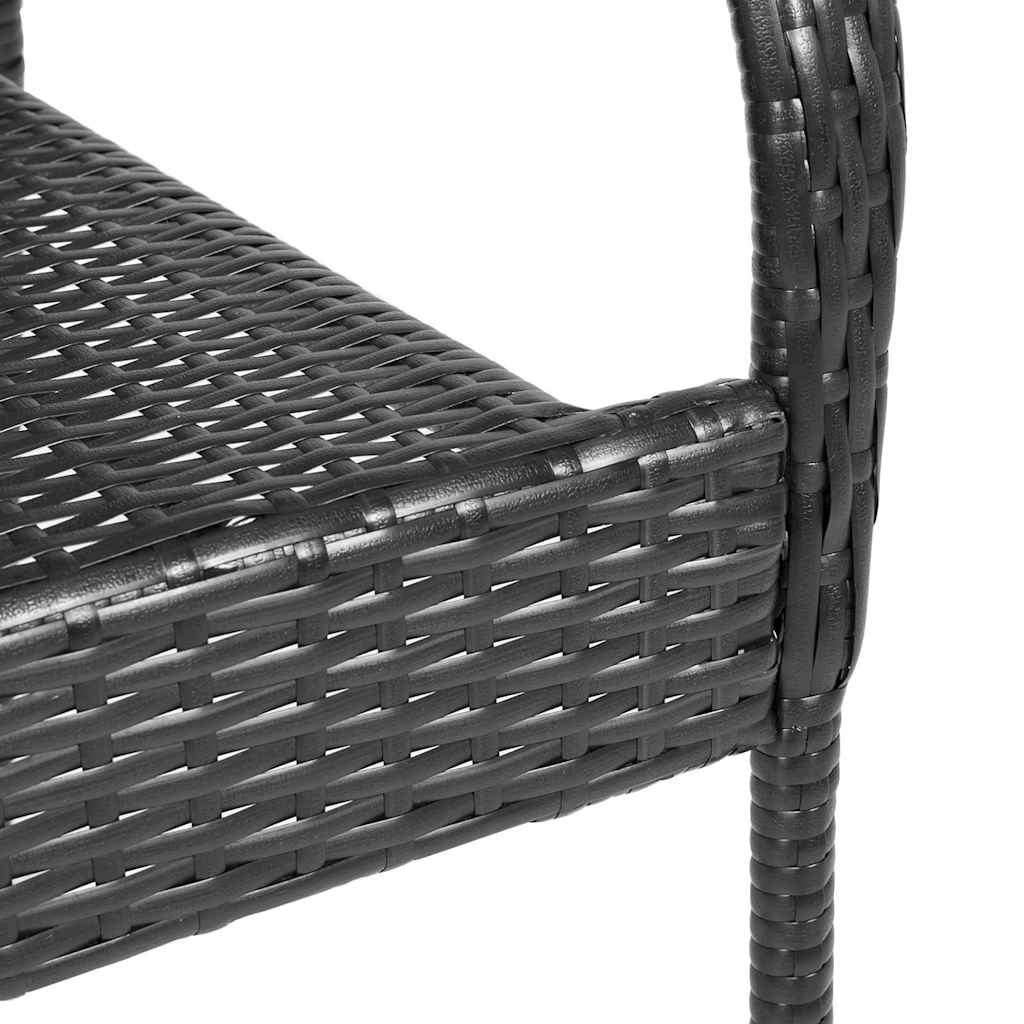 4-Piece Black Poly Rattan Stackable Outdoor Chairs Set