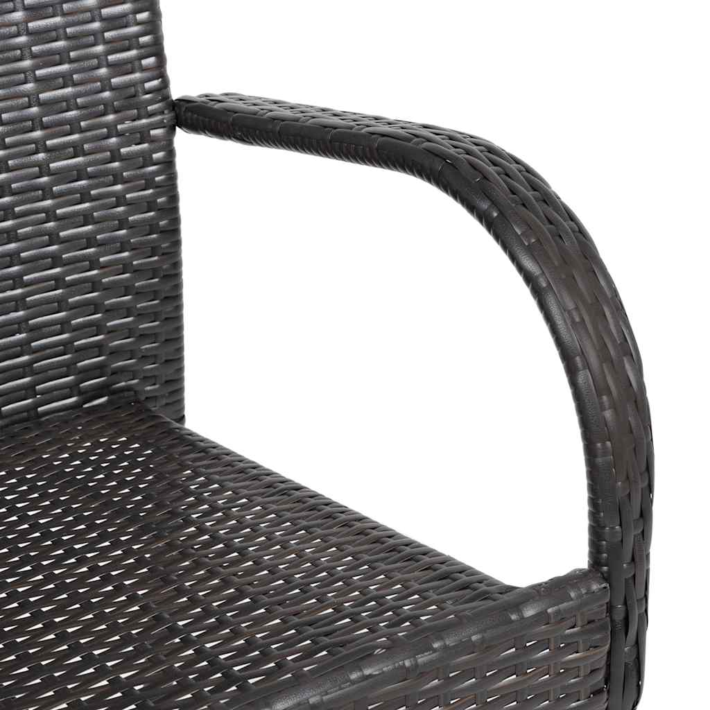 Set of 6 Stackable Poly Rattan Outdoor Chairs - Brown