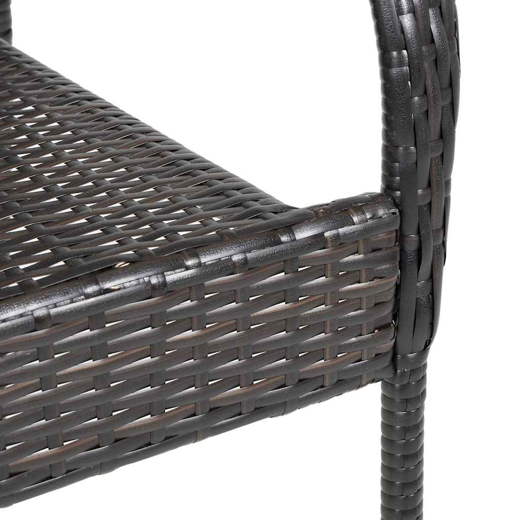 Set of 6 Stackable Poly Rattan Outdoor Chairs - Brown