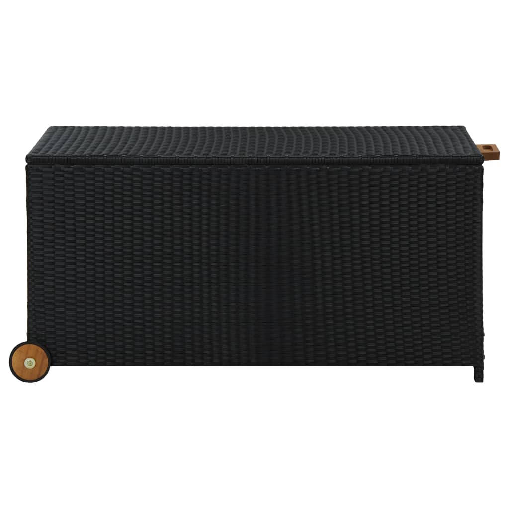Black Poly Rattan Garden Storage Box 120x65x61 cm