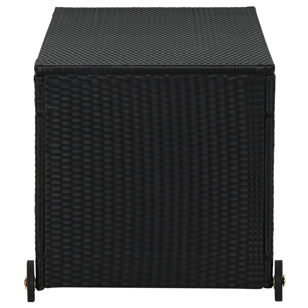 Black Poly Rattan Garden Storage Box 120x65x61 cm