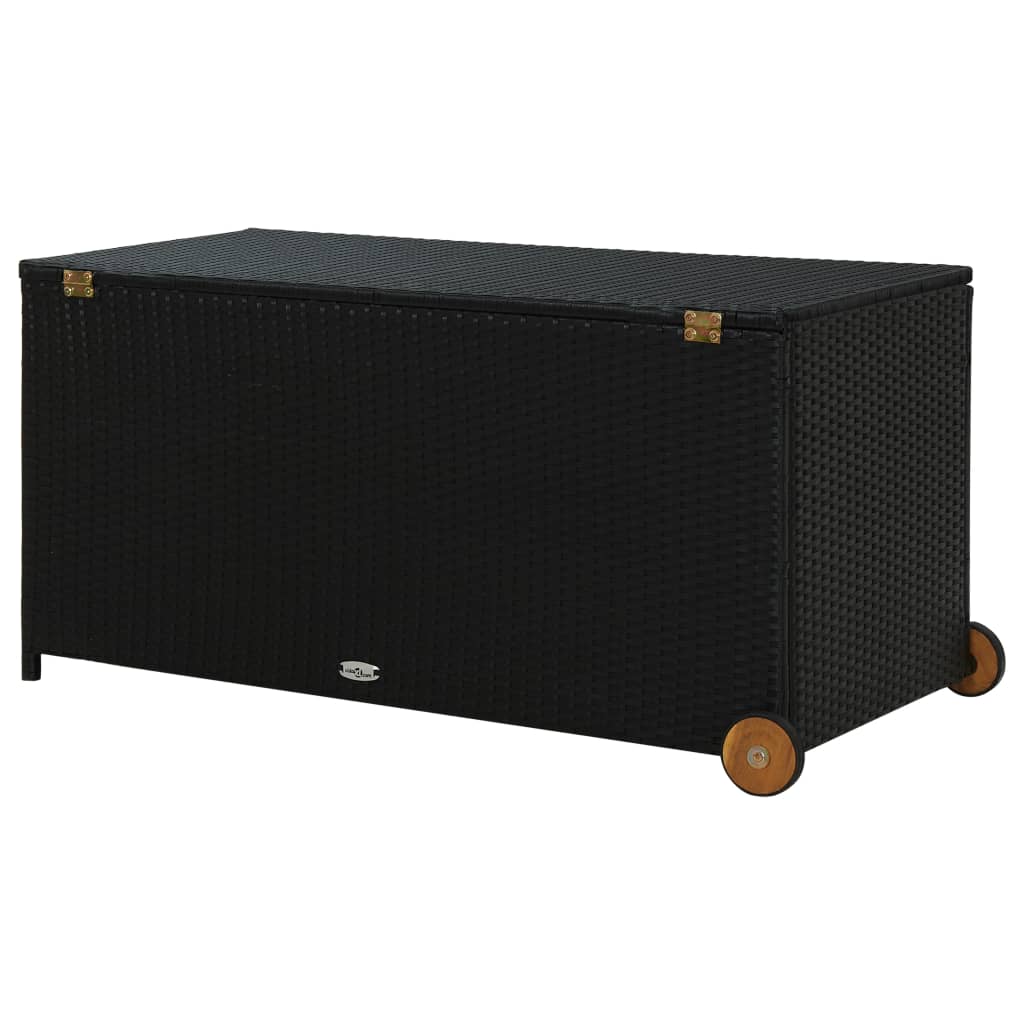 Black Poly Rattan Garden Storage Box 120x65x61 cm