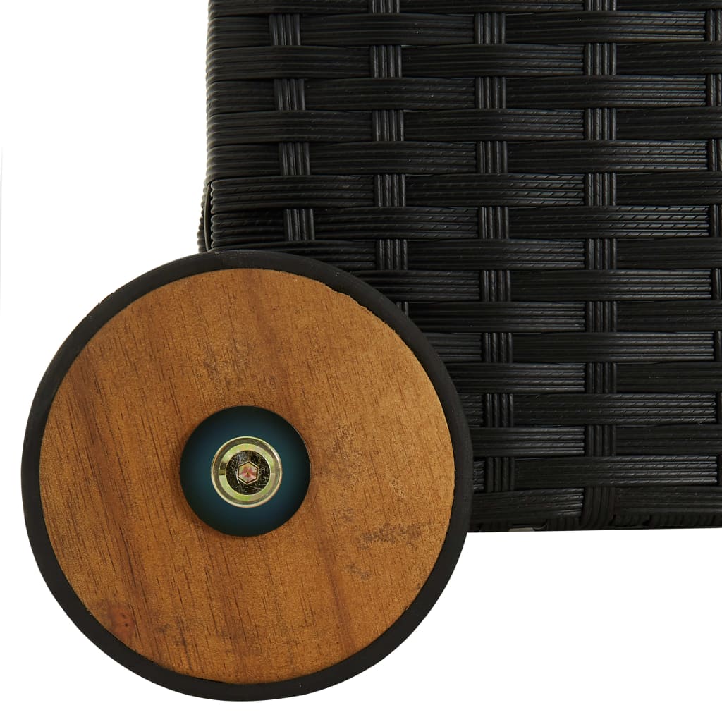 Black Poly Rattan Garden Storage Box 120x65x61 cm