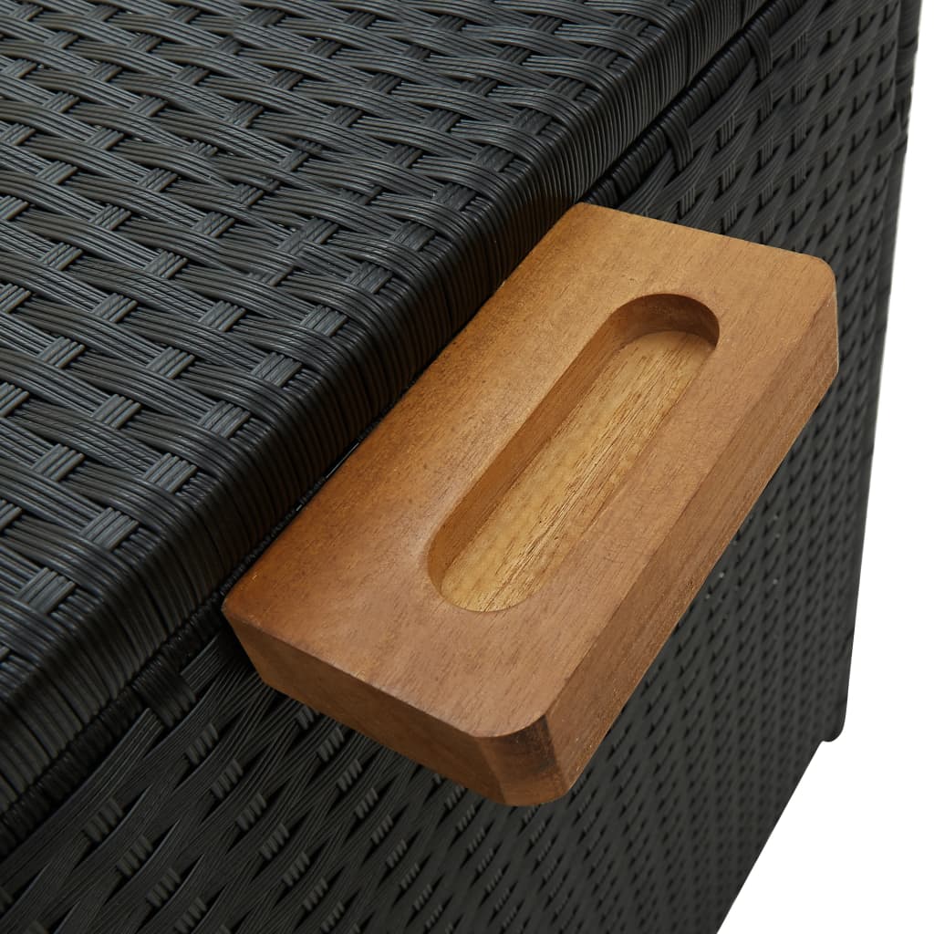 Black Poly Rattan Garden Storage Box 120x65x61 cm