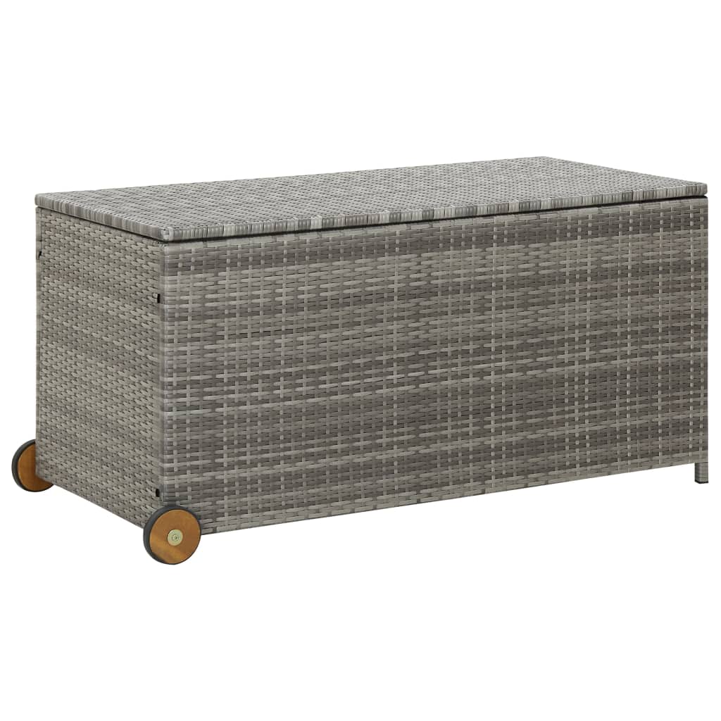 Light Grey Poly Rattan Garden Storage Box 120x65x61 cm