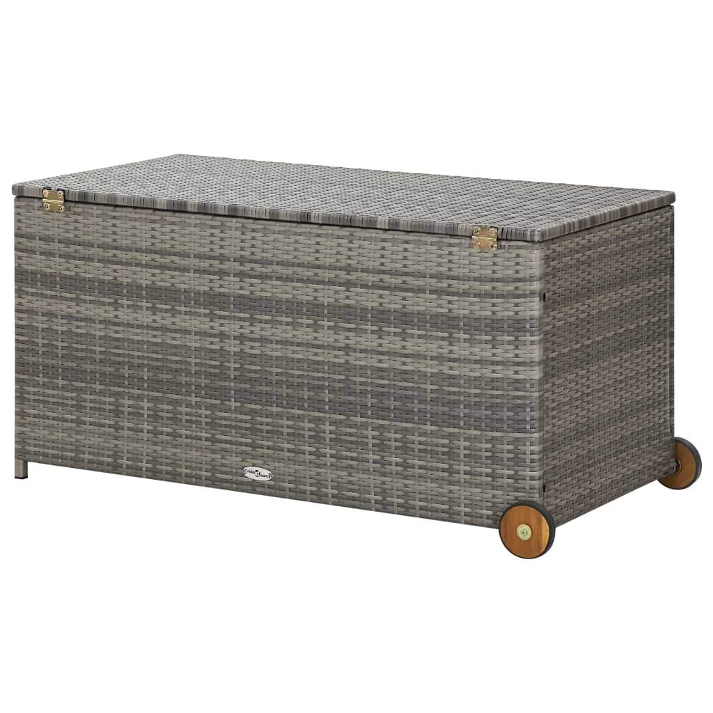 Light Grey Poly Rattan Garden Storage Box 120x65x61 cm