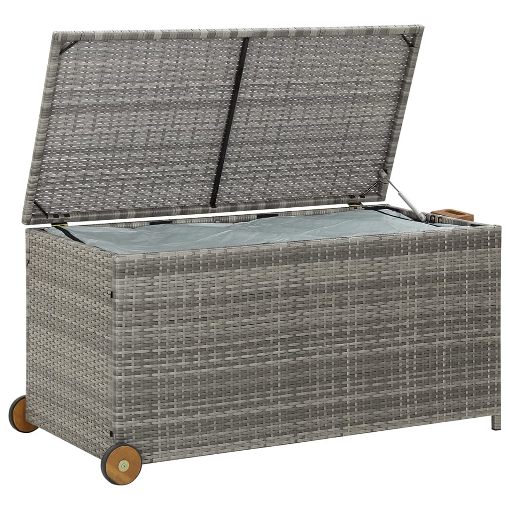 Light Grey Poly Rattan Garden Storage Box 120x65x61 cm