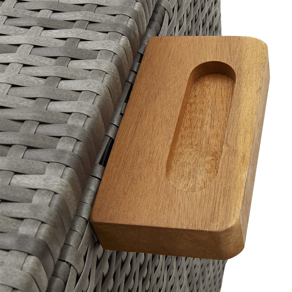 Light Grey Poly Rattan Garden Storage Box 120x65x61 cm