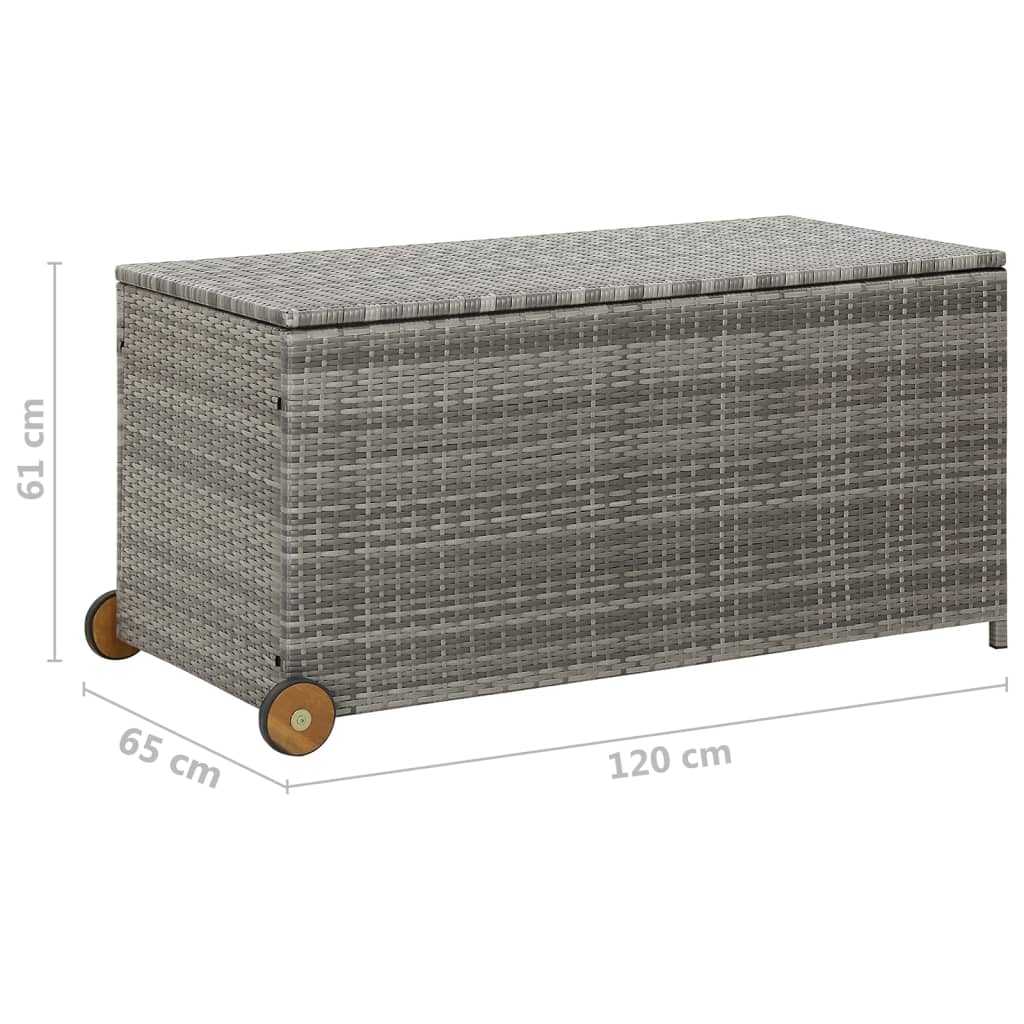 Light Grey Poly Rattan Garden Storage Box 120x65x61 cm