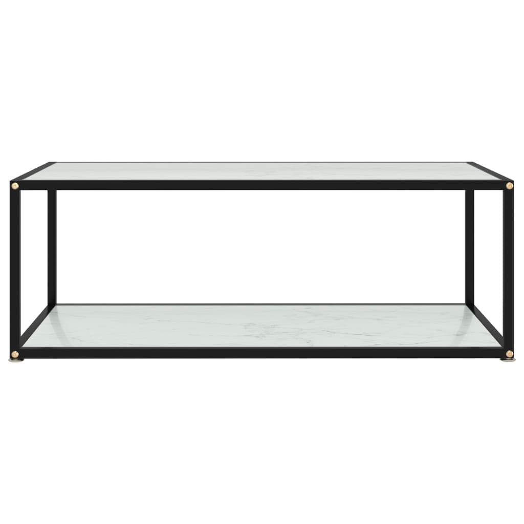 Coffee Table White 100x50x35 cm Tempered Glass