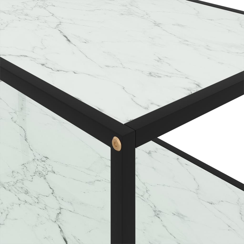 Coffee Table White 100x50x35 cm Tempered Glass