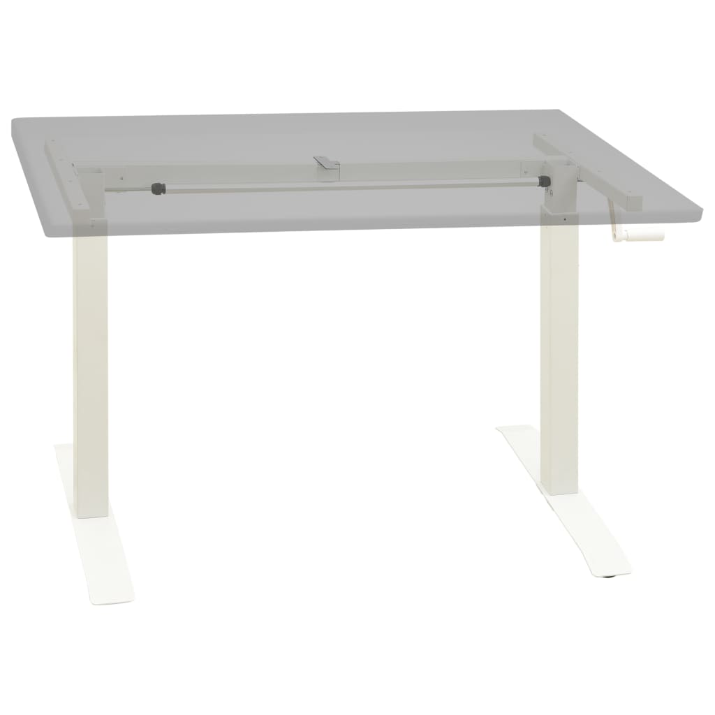 White Manual Hand Crank Height Adjustable Standing Desk Frame