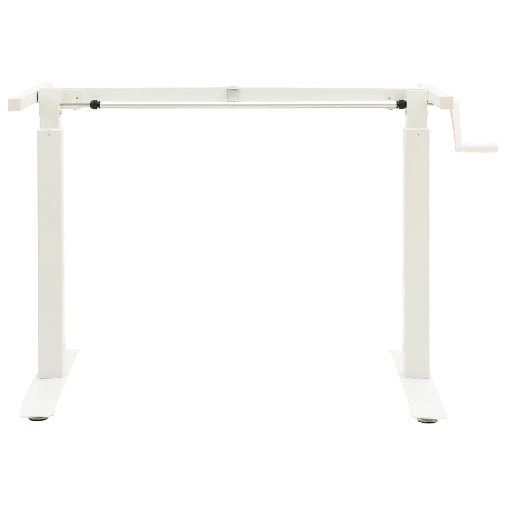 White Manual Hand Crank Height Adjustable Standing Desk Frame