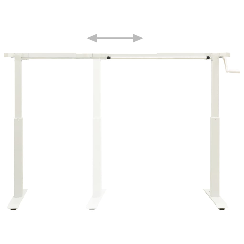 White Manual Hand Crank Height Adjustable Standing Desk Frame
