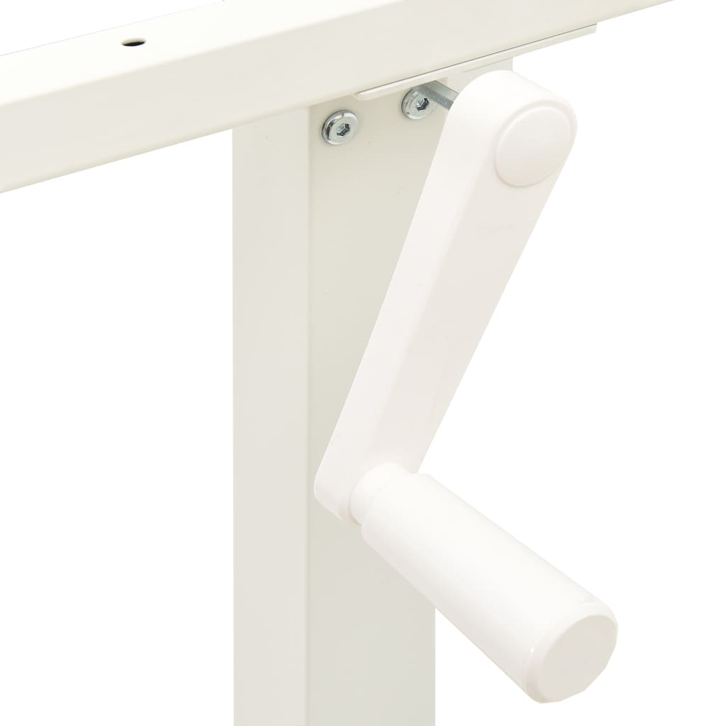 White Manual Hand Crank Height Adjustable Standing Desk Frame