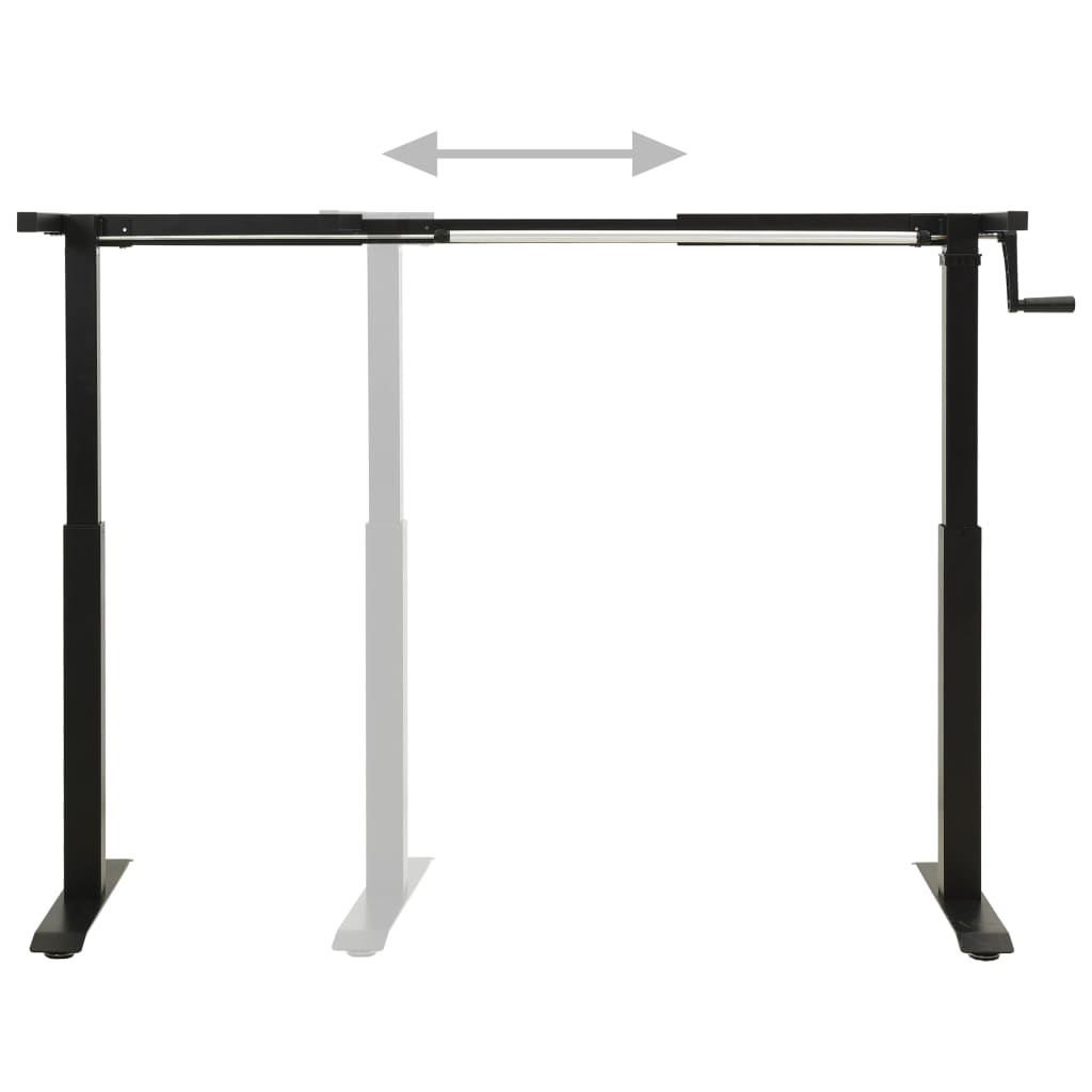 Manual Height Adjustable Black Standing Desk Frame with Hand Crank
