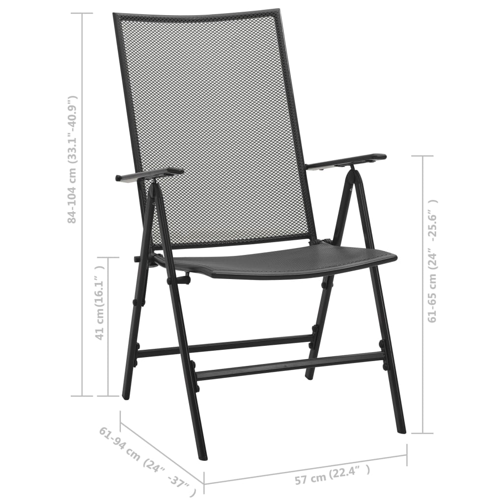 Anthracite Steel Folding Mesh Chairs Set of 4 - Durable & Stylish