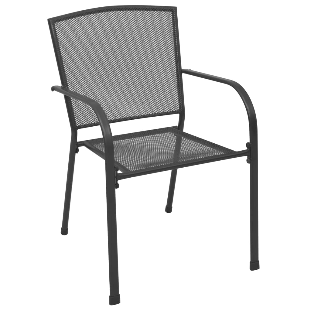 Anthracite Steel Outdoor Chairs 4 pcs - Mesh Design, Durable Comfort