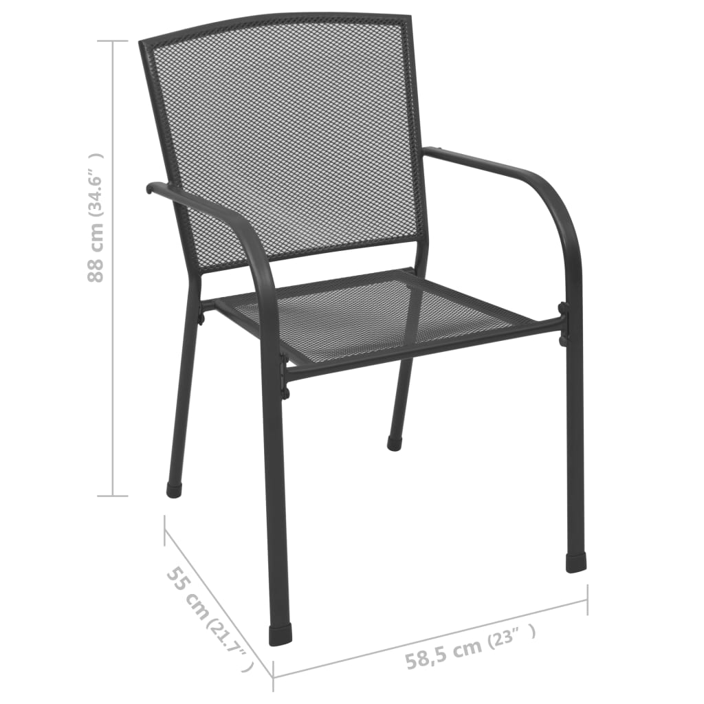 Anthracite Steel Outdoor Chairs 4 pcs - Mesh Design, Durable Comfort