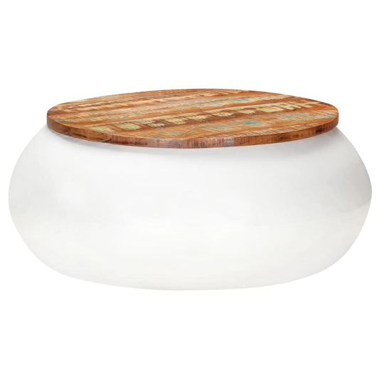 Coffee Table White 68x68x30 cm Solid Reclaimed Wood