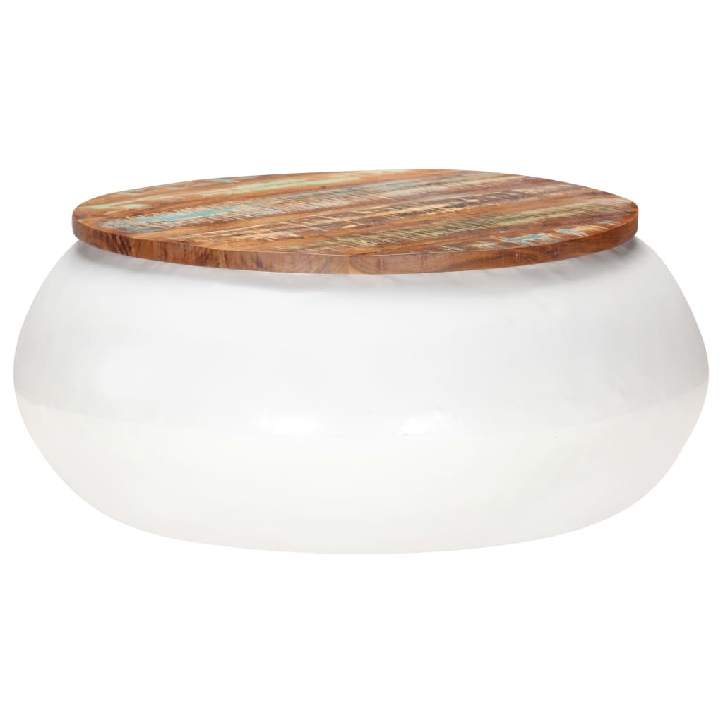Coffee Table White 68x68x30 cm Solid Reclaimed Wood